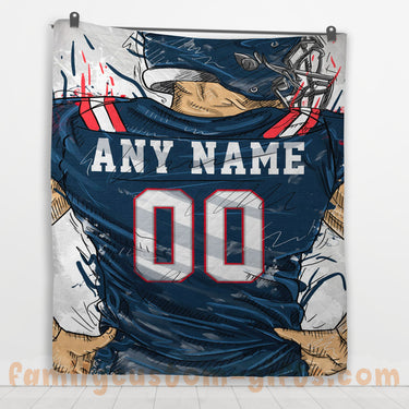 Custom Premium Quilt Blanket New England Jersey American Football Personalized Quilt Gifts for Her & Him
